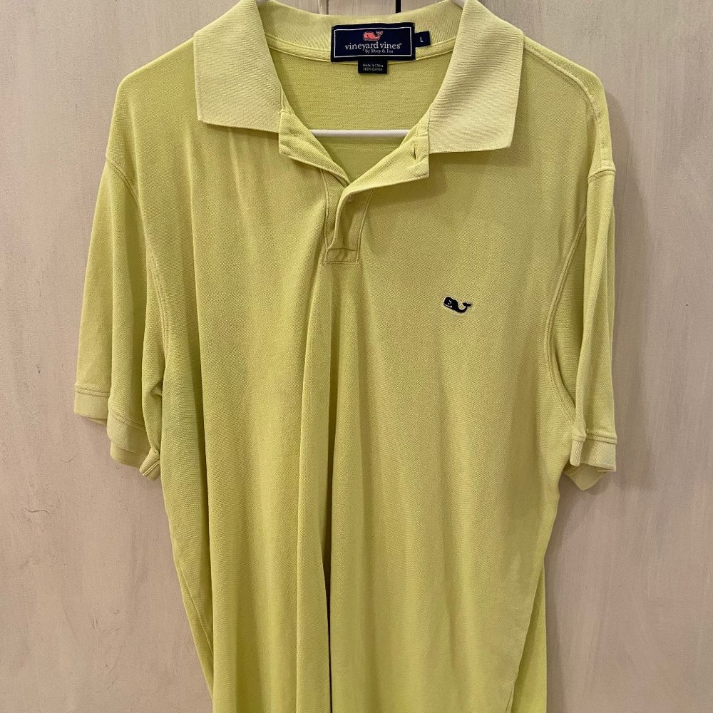 Vineyard Vines Polo Shirt By Shep & Ian Neon Yellow Mens Size Medium Whale Logo